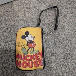Walt Disney Yellow and Black Mickey Mouse Wristlet Clutch with Zipper